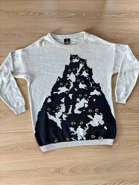 Pretty Snake Cat Sweater Gray Black Size XS-T